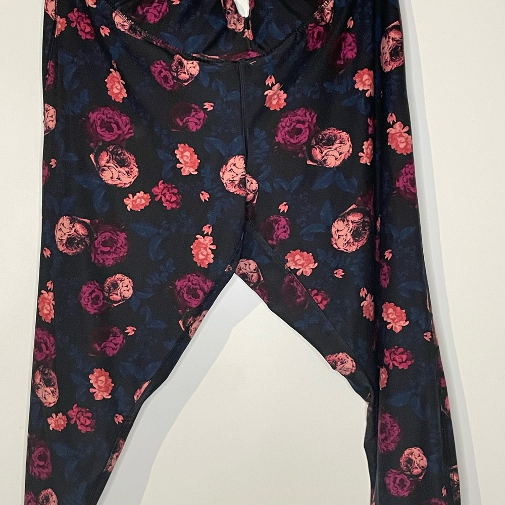 Lane Bryant Floral Leggings - Black and Pink